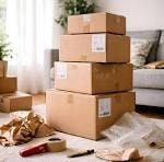 Labeled moving boxes representing downsizing and relocation